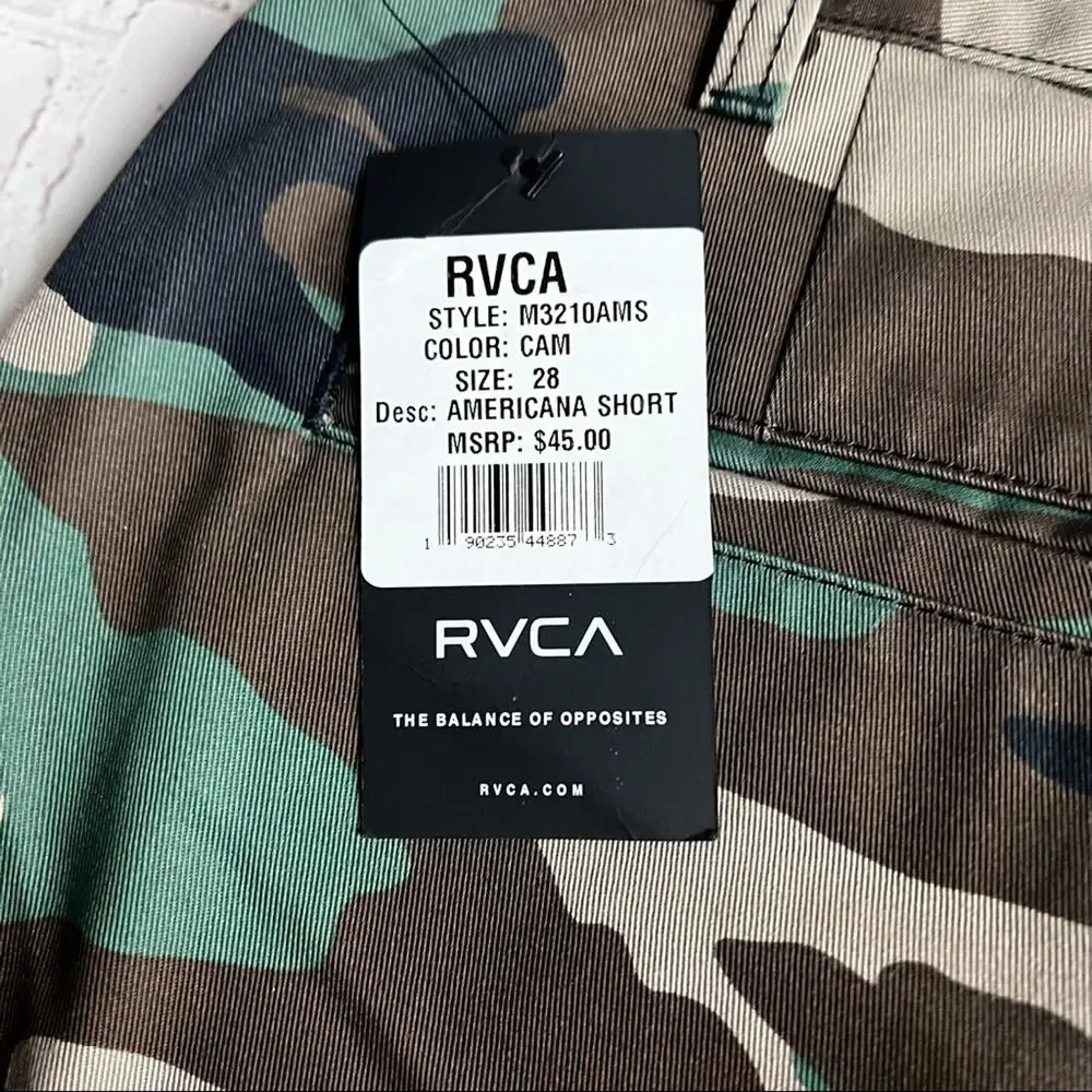 RVCA Mens Camo   Relaxed Fit Americana Walkshorts Sz 28